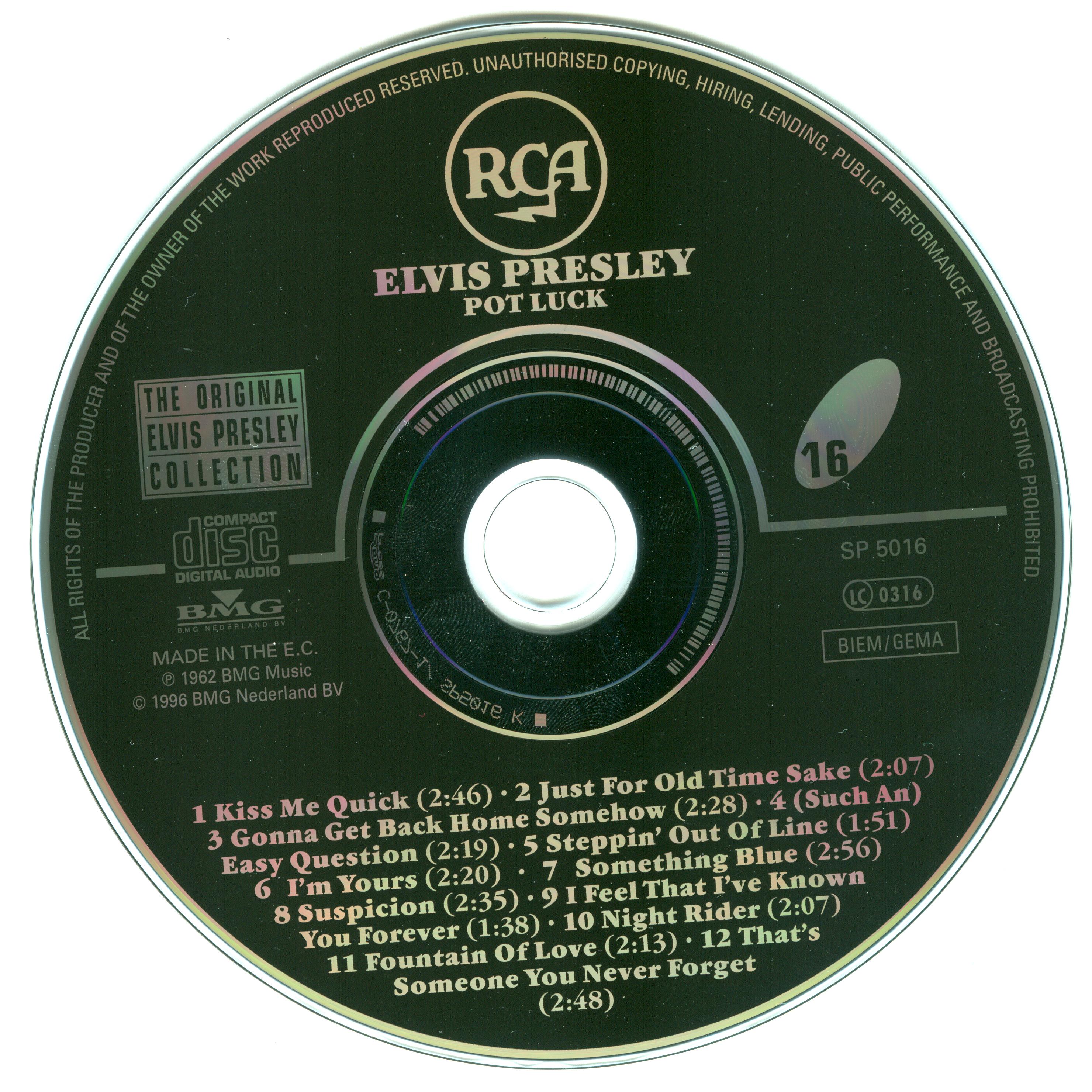 Elvis Presley  The Original Elvis Presley Collection 16; Pot Luck : CD